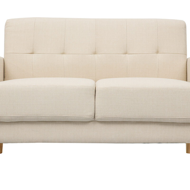 Canapé Moon 2 Places Tissu lisse Beige Miliboo