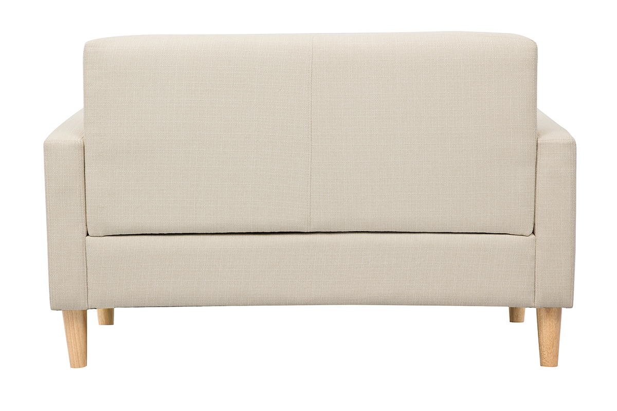 Canapé Moon 2 Places Tissu lisse Beige Miliboo