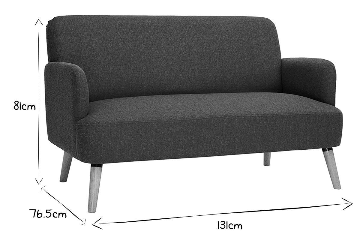 Canapé Isko 2 Places Tissu lisse Bleu Miliboo