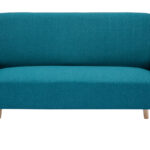 Canapé Isko 2 Places Tissu lisse Bleu Miliboo