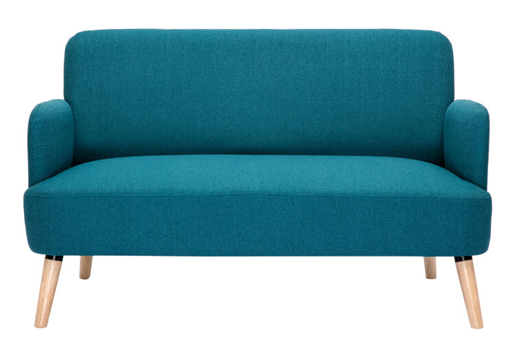 Canapé Isko 2 Places Tissu lisse Bleu Miliboo