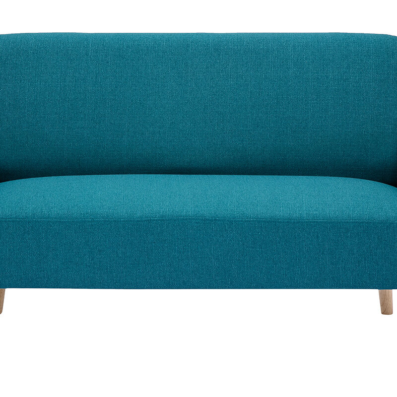 Canapé Isko 2 Places Tissu lisse Bleu Miliboo