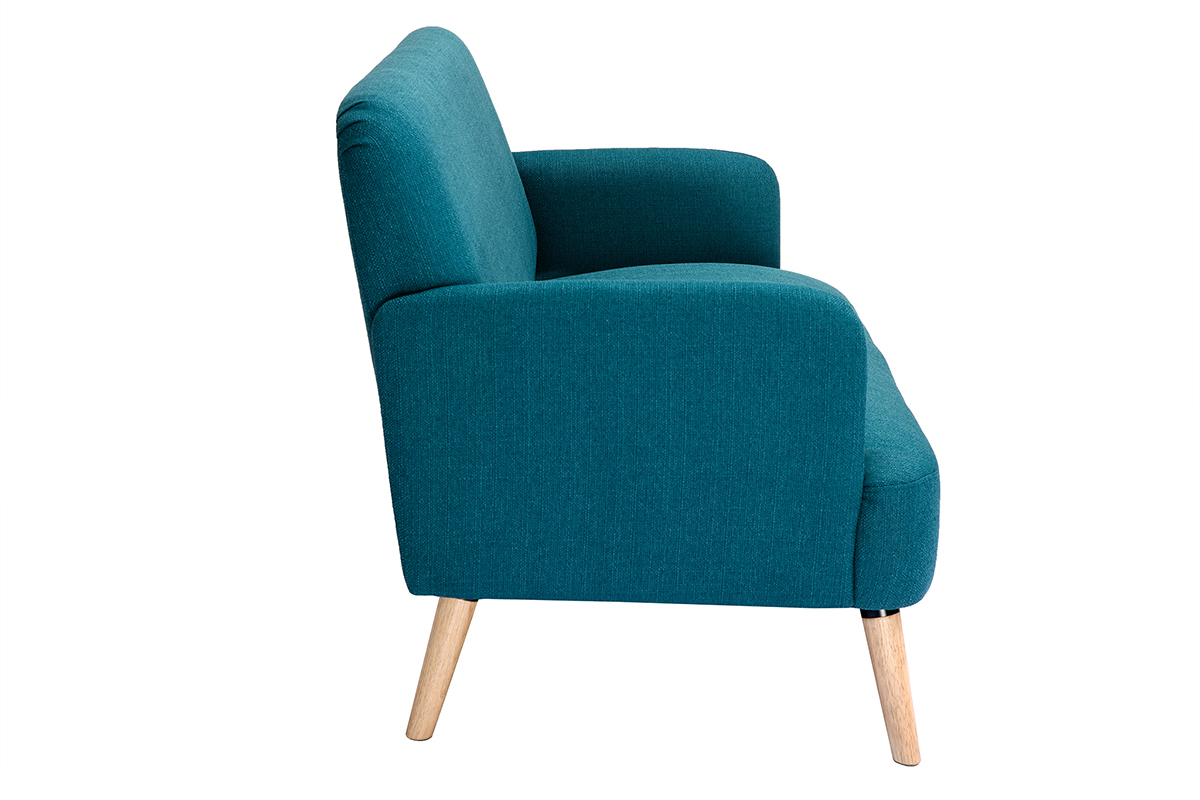Canapé Isko 2 Places Tissu lisse Bleu Miliboo
