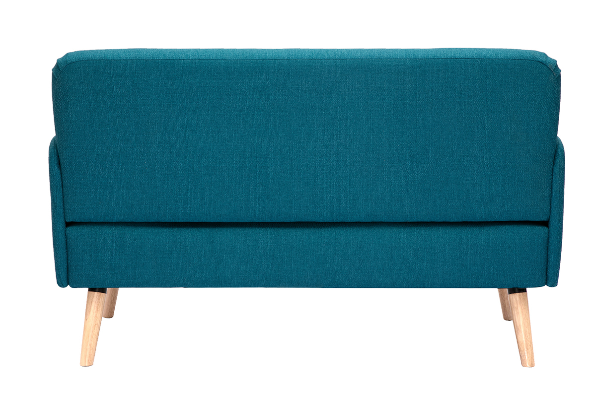 Canapé Isko 2 Places Tissu lisse Bleu Miliboo