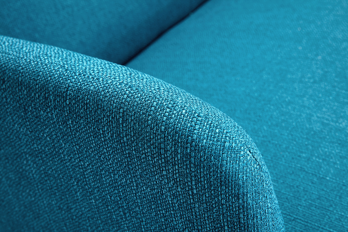 Canapé Isko 2 Places Tissu lisse Bleu Miliboo