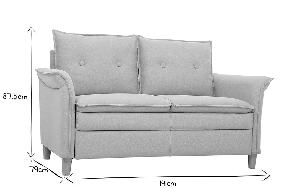 Canapé Cliff 2 Places Tissu lisse Gris Miliboo