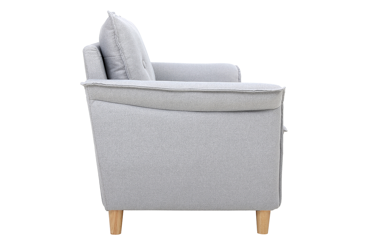 Canapé Cliff 2 Places Tissu lisse Gris Miliboo