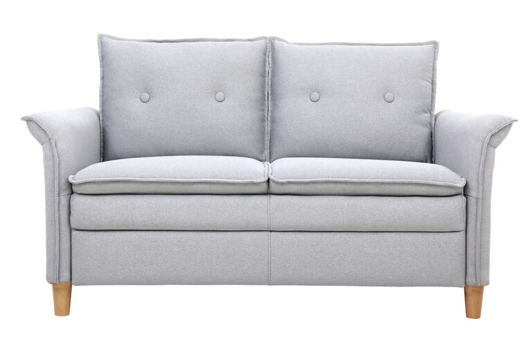 Canapé Cliff 2 Places Tissu lisse Gris Miliboo