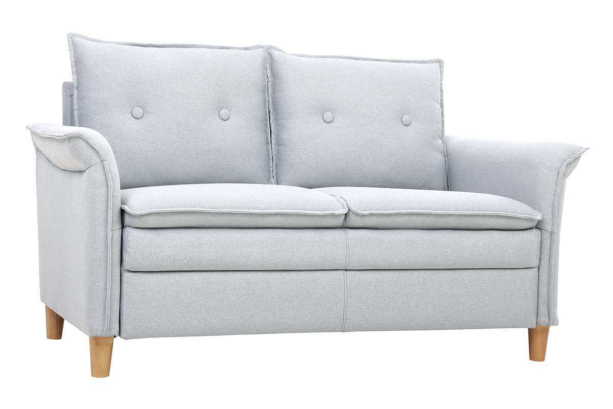 Canapé Cliff 2 Places Tissu lisse Gris Miliboo