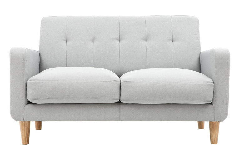 Canapé Luna 2 Places Tissu lisse Gris Miliboo