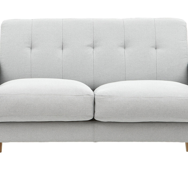 Canapé Luna 2 Places Tissu lisse Gris Miliboo