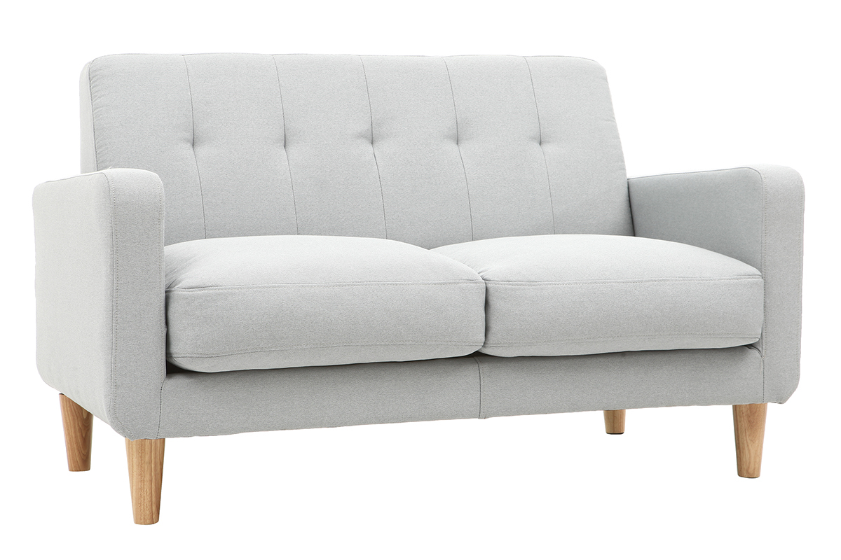 Canapé Luna 2 Places Tissu lisse Gris Miliboo
