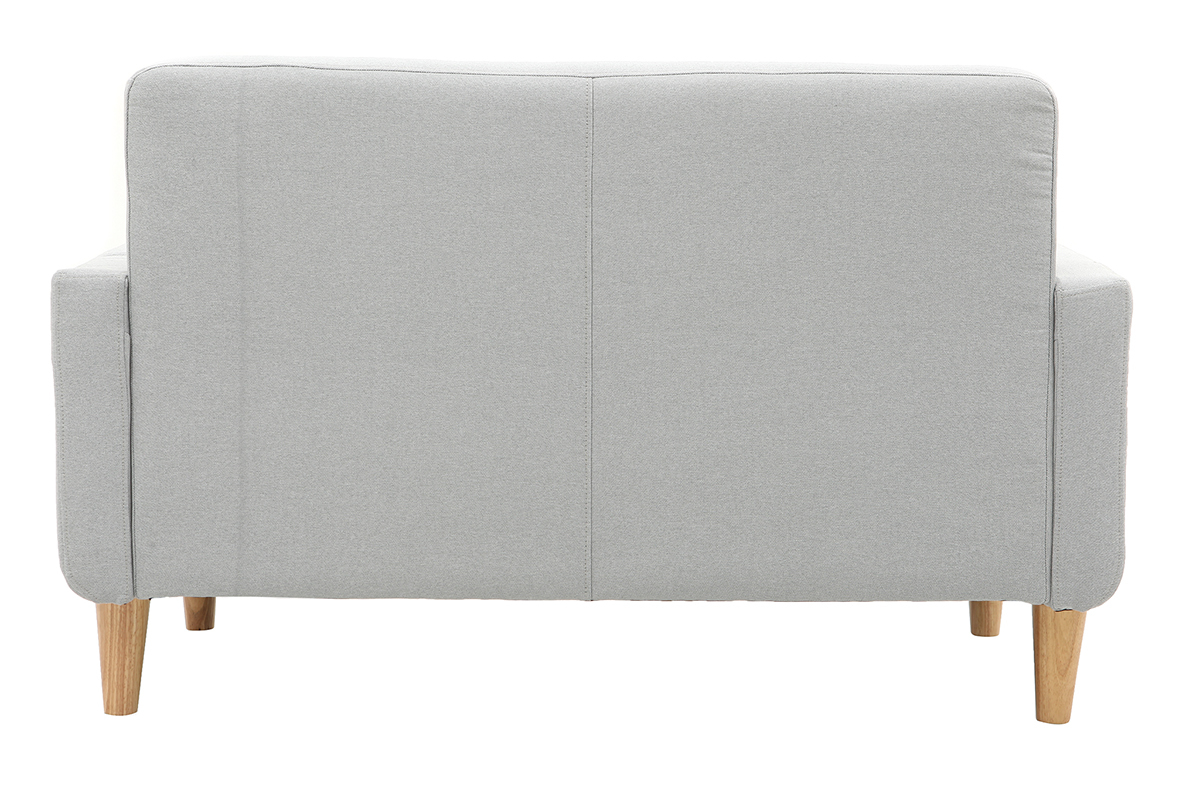 Canapé Luna 2 Places Tissu lisse Gris Miliboo