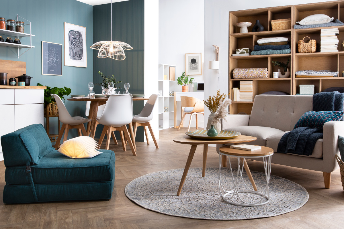 Canapé Luna 2 Places Tissu lisse Gris Miliboo