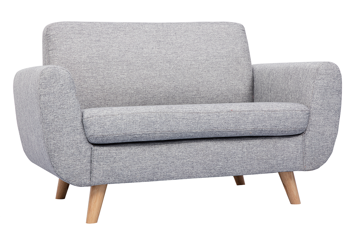 Canapé Pure 2 Places Tissu lisse Gris Miliboo
