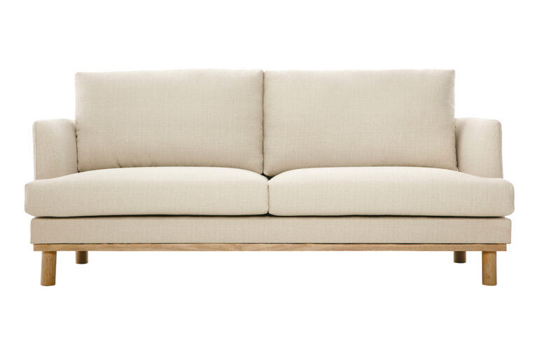 Canapé Hobart 3 Places Tissu lisse Beige Miliboo