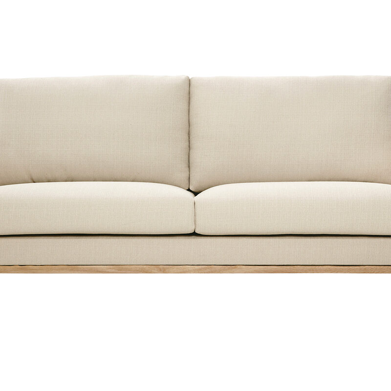 Canapé Hobart 3 Places Tissu lisse Beige Miliboo