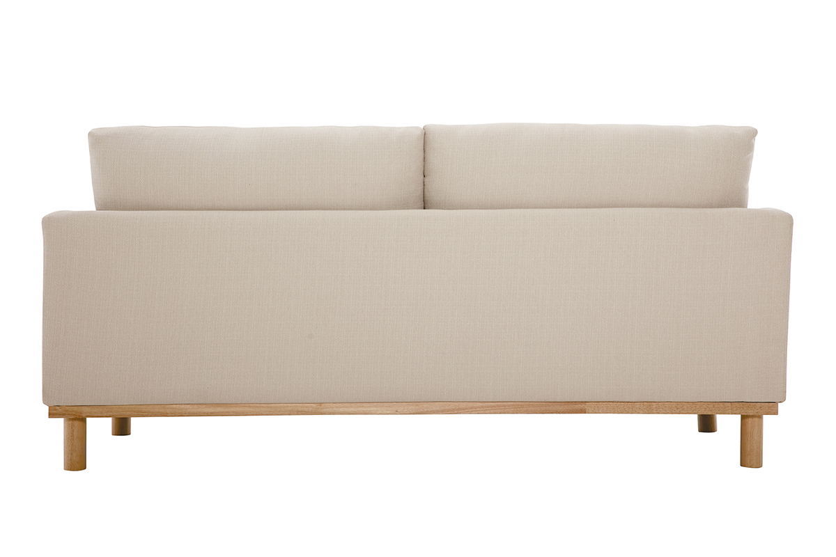 Canapé Hobart 3 Places Tissu lisse Beige Miliboo