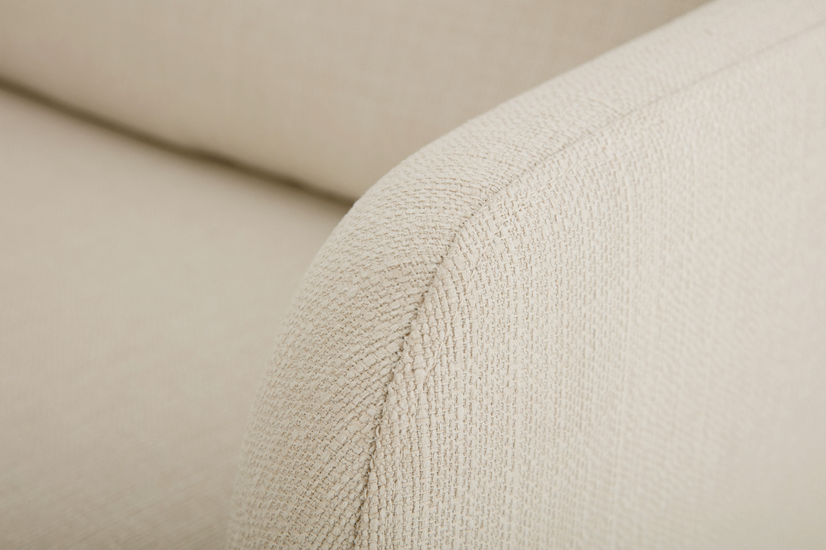 Canapé Hobart 3 Places Tissu lisse Beige Miliboo