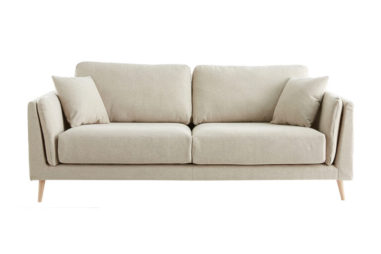 Canapé Vogue 3 Places Tissu lisse Beige Miliboo