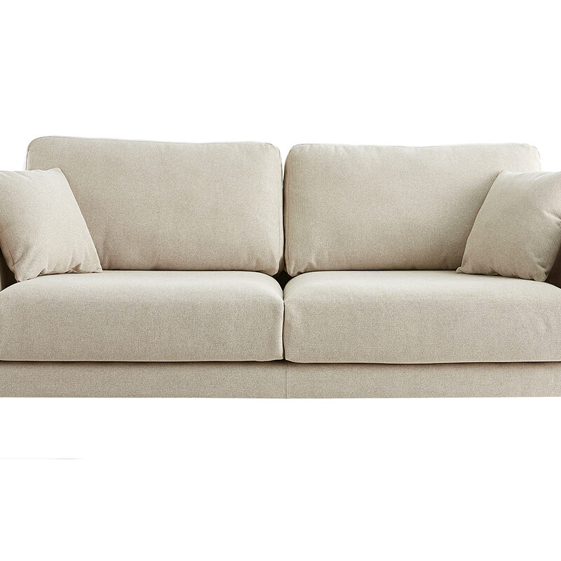 Canapé Vogue 3 Places Tissu lisse Beige Miliboo