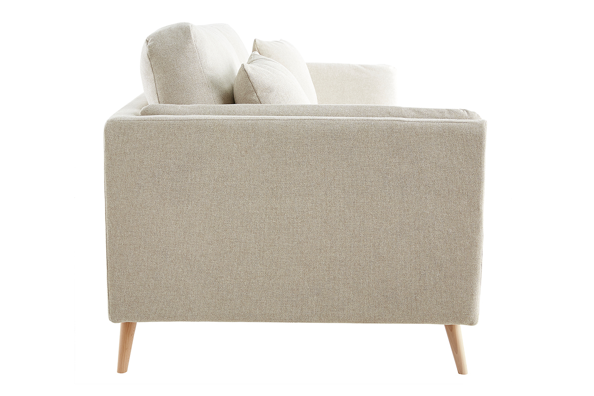 Canapé Vogue 3 Places Tissu lisse Beige Miliboo