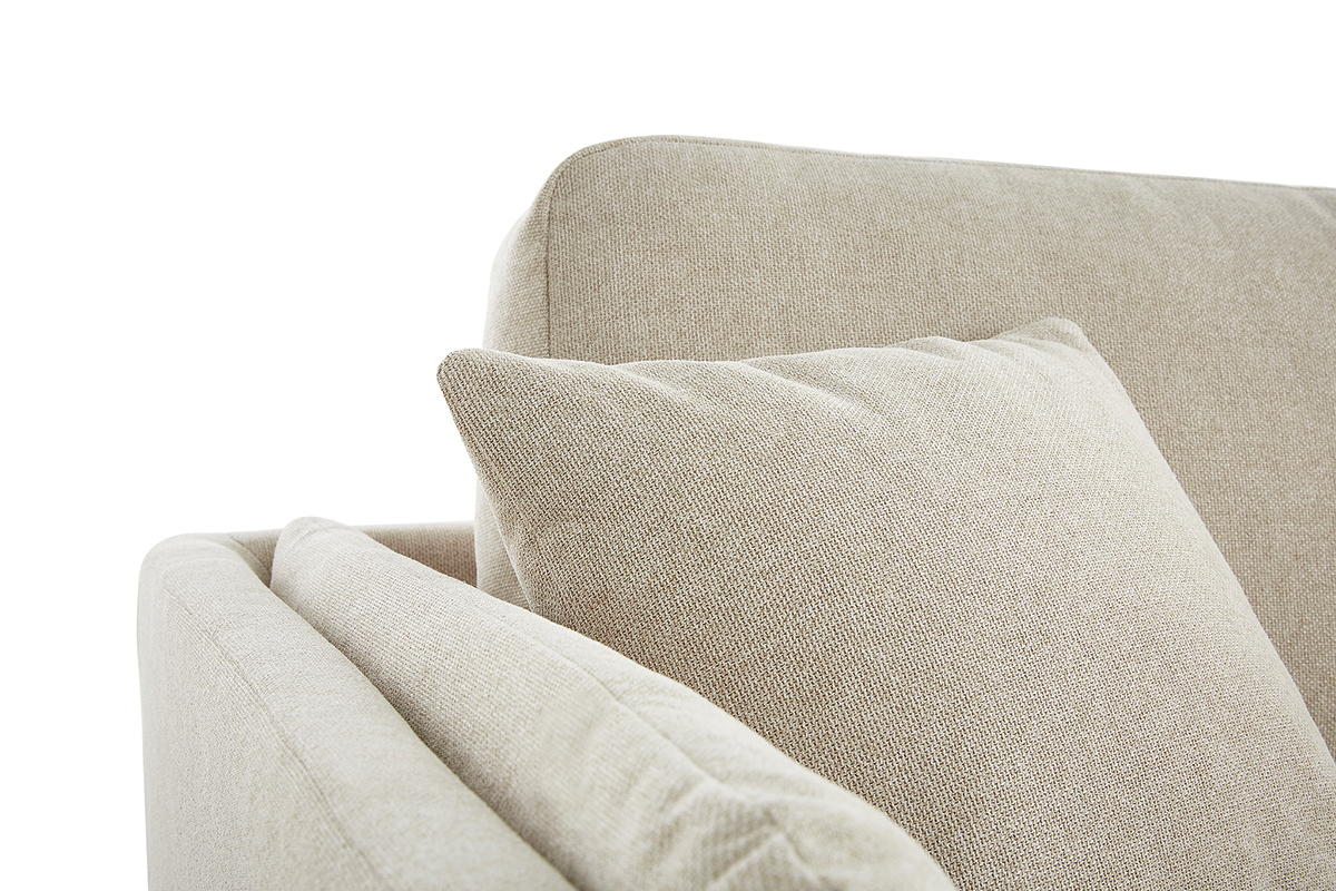 Canapé Vogue 3 Places Tissu lisse Beige Miliboo