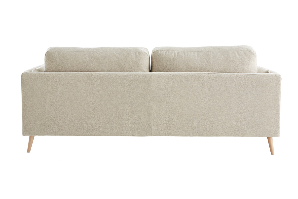 Canapé Vogue 3 Places Tissu lisse Beige Miliboo
