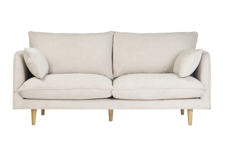 Canapé Clayton 3 Places Velours Beige Miliboo