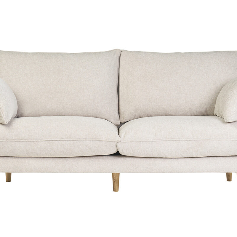 Canapé Clayton 3 Places Velours Beige Miliboo