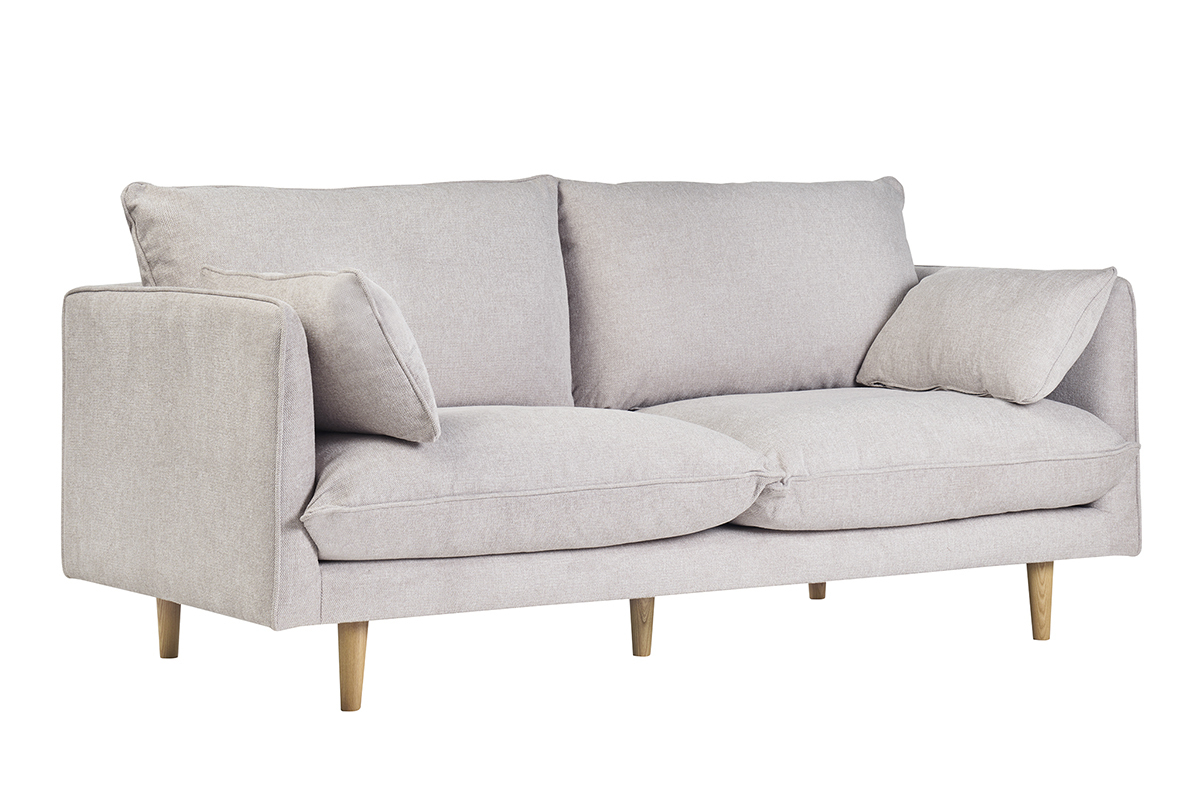 Canapé Clayton 3 Places Velours Beige Miliboo