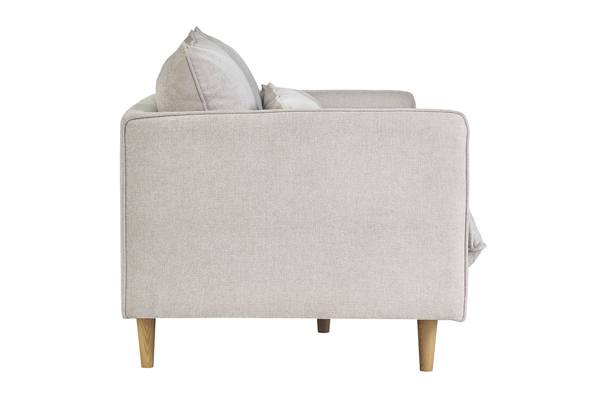 Canapé Clayton 3 Places Velours Beige Miliboo