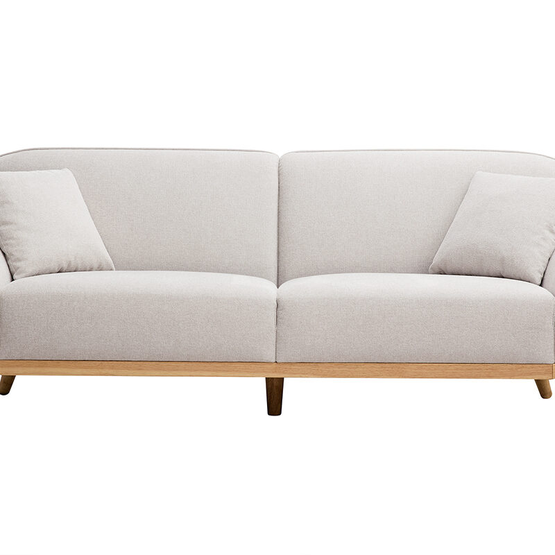 Canapé Freema 3 Places Velours Beige Miliboo