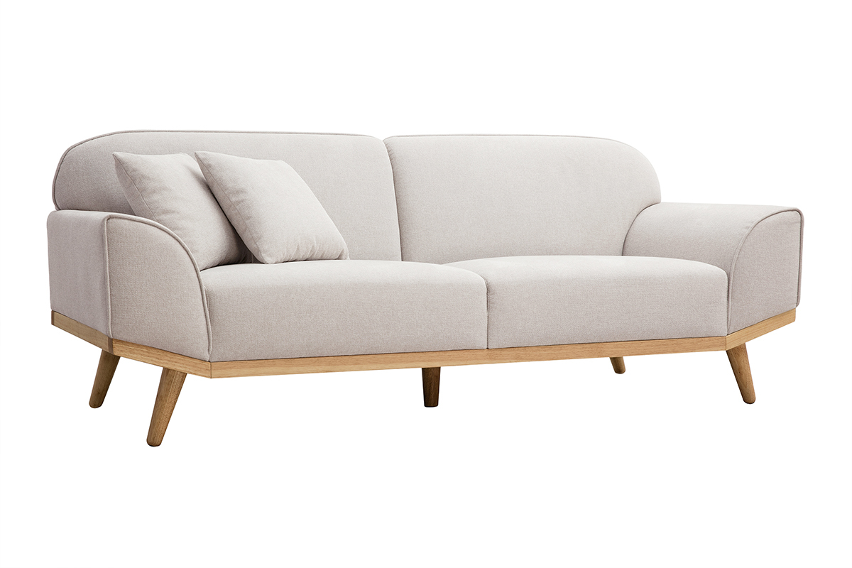 Canapé Freema 3 Places Velours Beige Miliboo