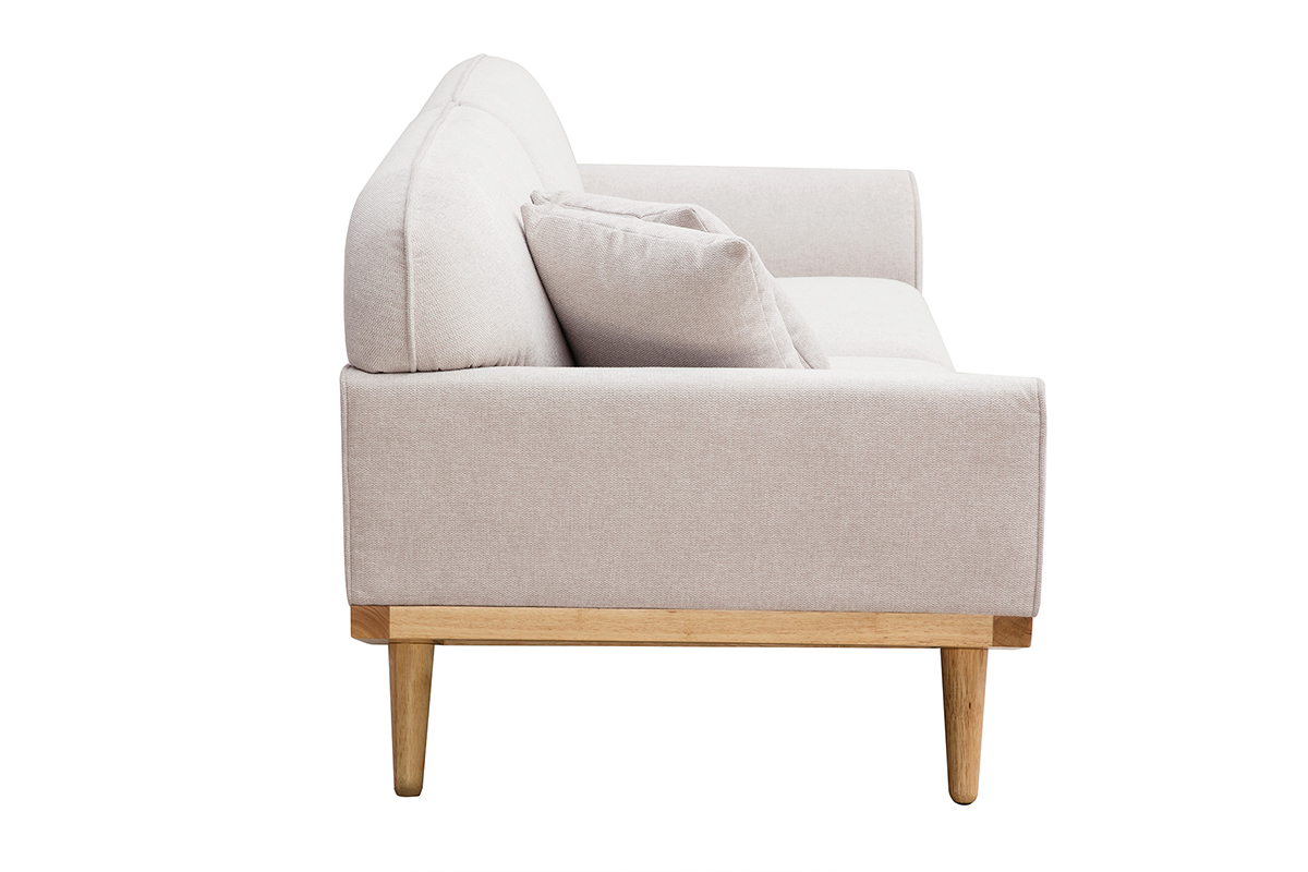 Canapé Freema 3 Places Velours Beige Miliboo