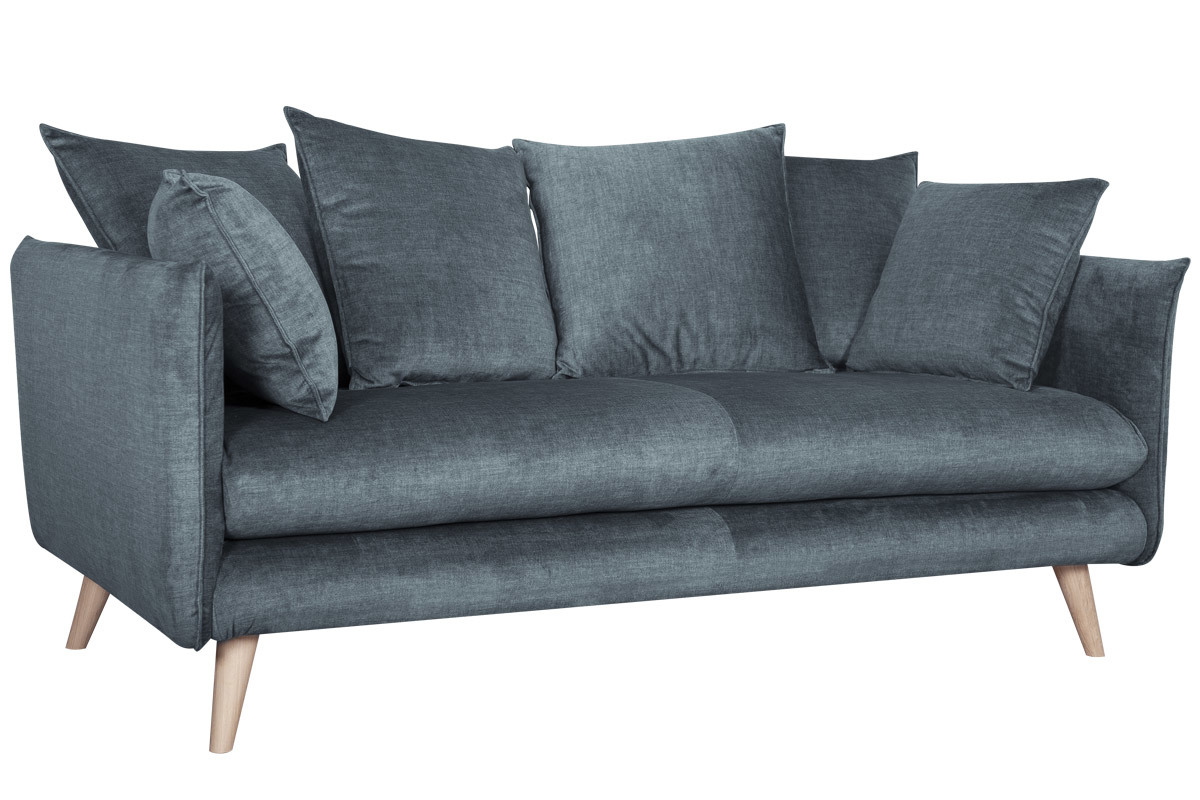 Canapé Olympia 3 Places Velours Gris Miliboo