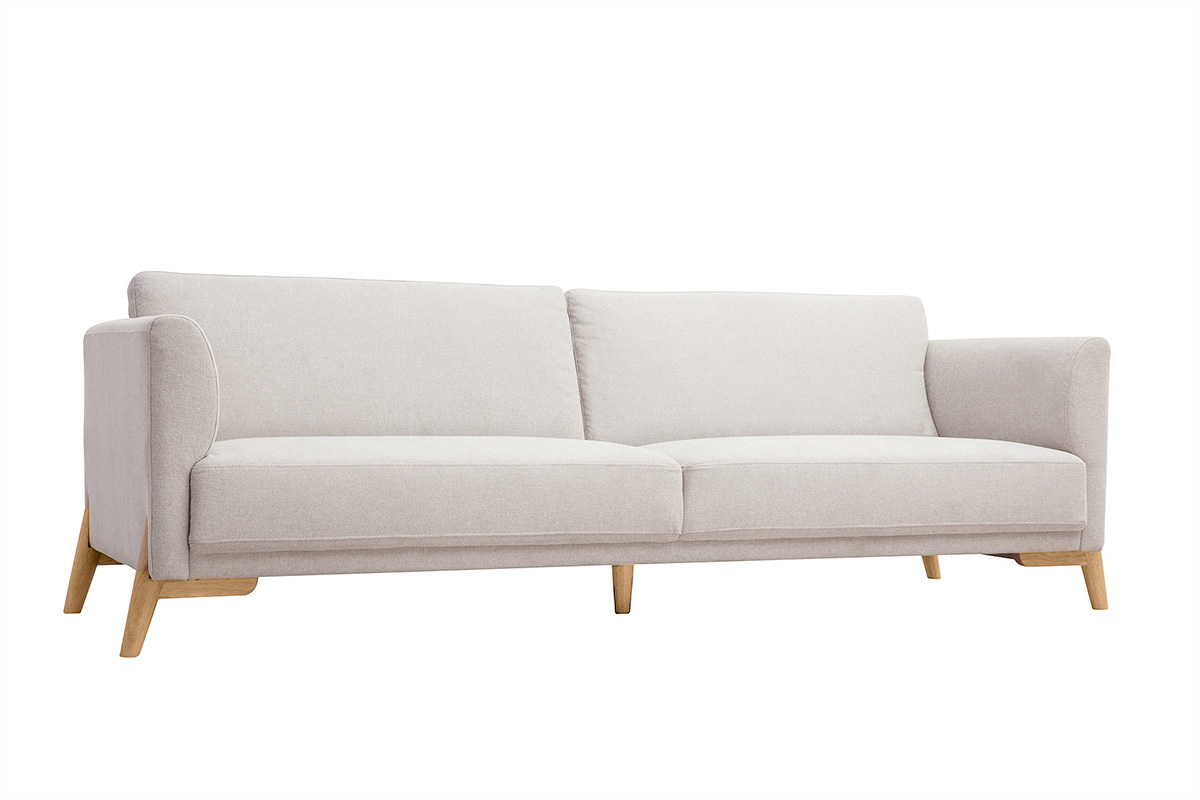 Canapé Sindro 4 Places Velours Beige Miliboo