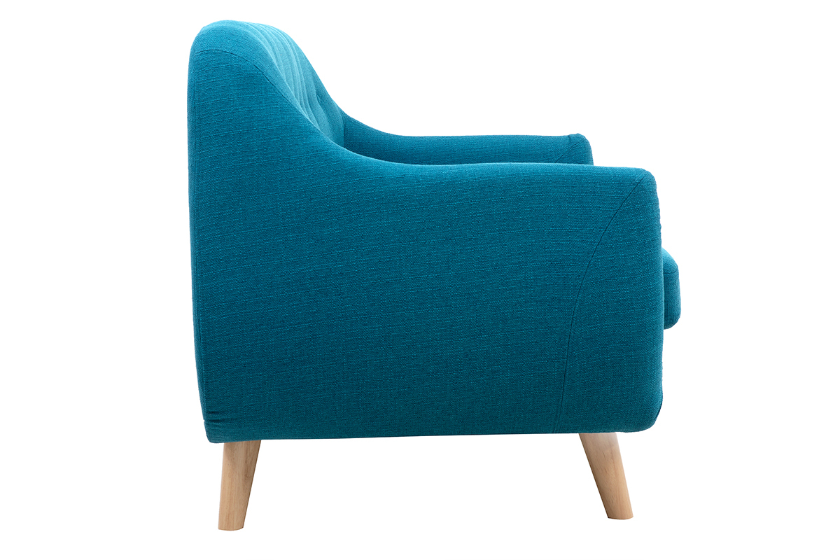Canapé Ynok 2 Places Tissu lisse Bleu Miliboo