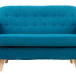 Canapé Ynok 2 Places Tissu lisse Bleu Miliboo
