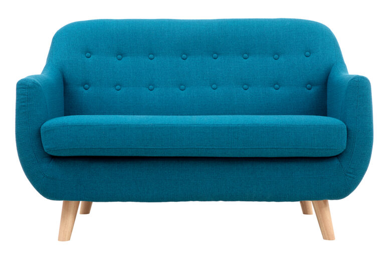 Canapé Ynok 2 Places Tissu lisse Bleu Miliboo