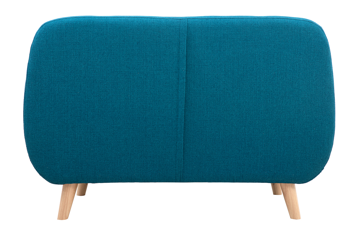 Canapé Ynok 2 Places Tissu lisse Bleu Miliboo
