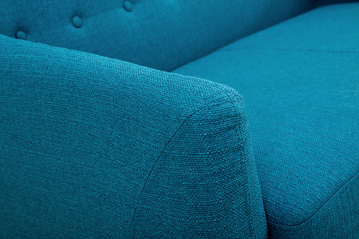Canapé Ynok 2 Places Tissu lisse Bleu Miliboo