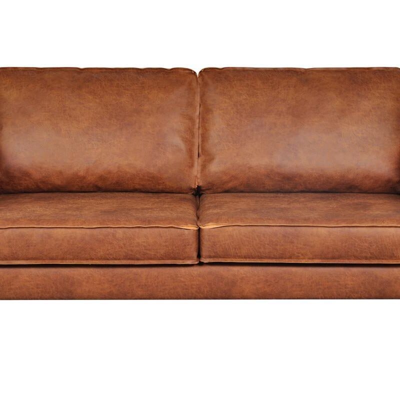 Canapé Sonny 3 Places Cuir Marron Miliboo