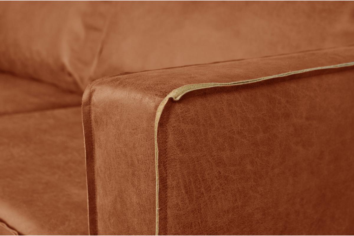 Canapé Sonny 3 Places Cuir Marron Miliboo
