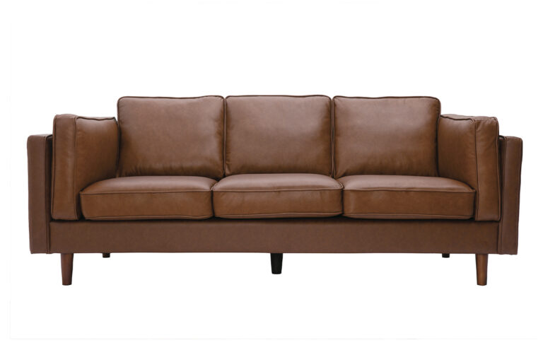 Canapé Bradley 3 Places Cuir Marron Miliboo
