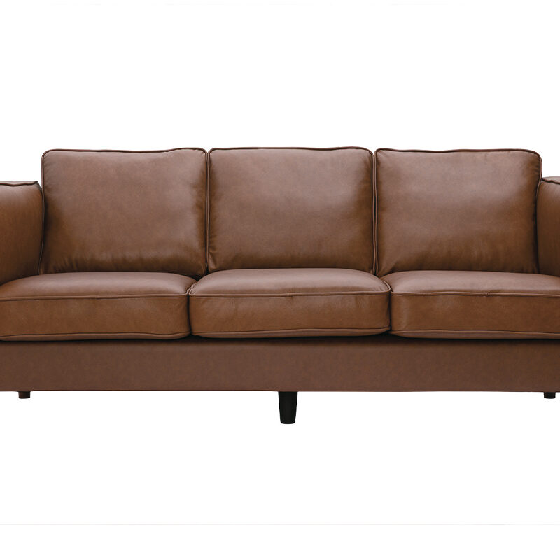 Canapé Bradley 3 Places Cuir Marron Miliboo