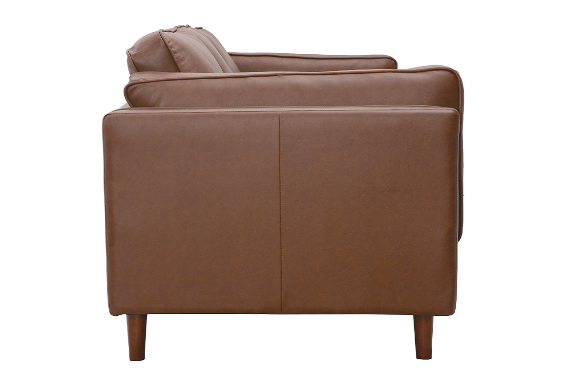 Canapé Bradley 3 Places Cuir Marron Miliboo