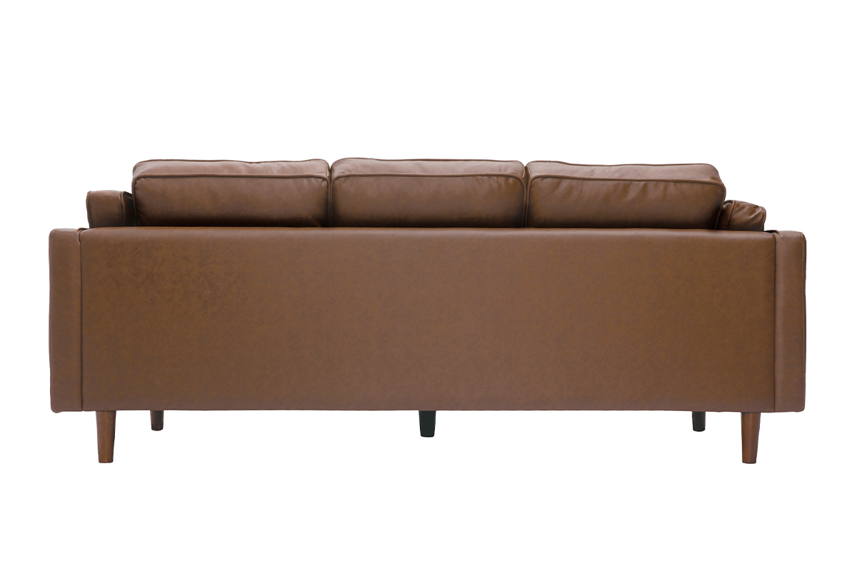 Canapé Bradley 3 Places Cuir Marron Miliboo