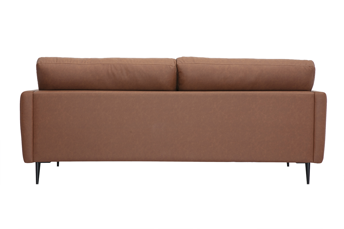 Canapé Daven 3 Places Cuir Marron Miliboo
