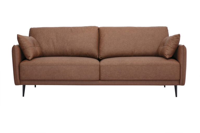 Canapé Daven 3 Places Cuir Marron Miliboo